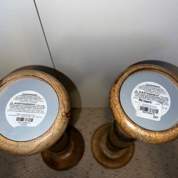 Pier 1 Wood And Iron Candle Sticks - Picture 4 of 7